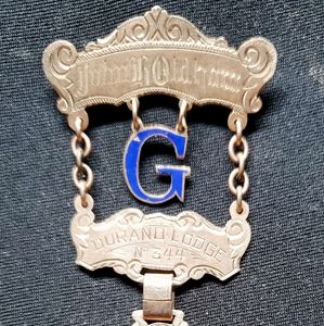 vintage  1915 14kt gold large pin with carved moon face  diamond / hand engraved